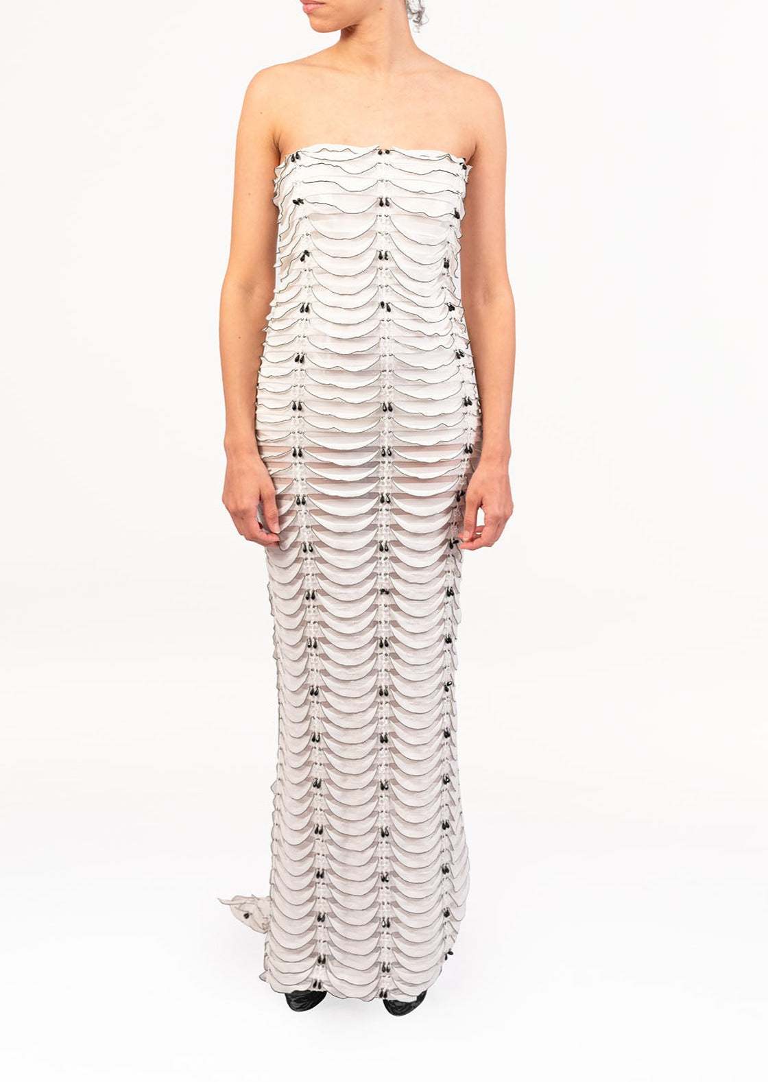 white laser cut out dress Lavish Laser Cut Zip Dress Black / M (US 4)