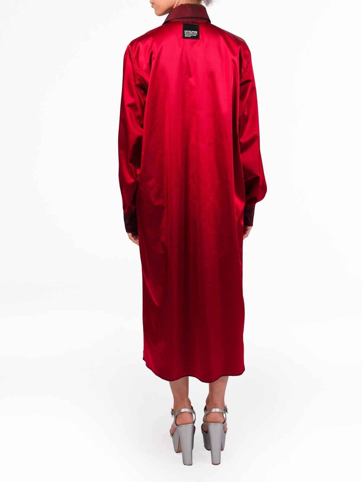 فستان قميص أحمر كستنائي