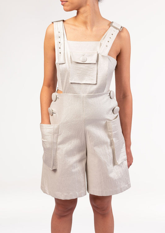 Silver Cotton Overalls